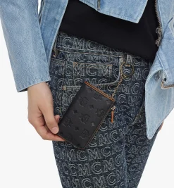 Aren Brieftasche Aus Leder Mit Monogramm, Reissverschluss Und Kartenfachern
