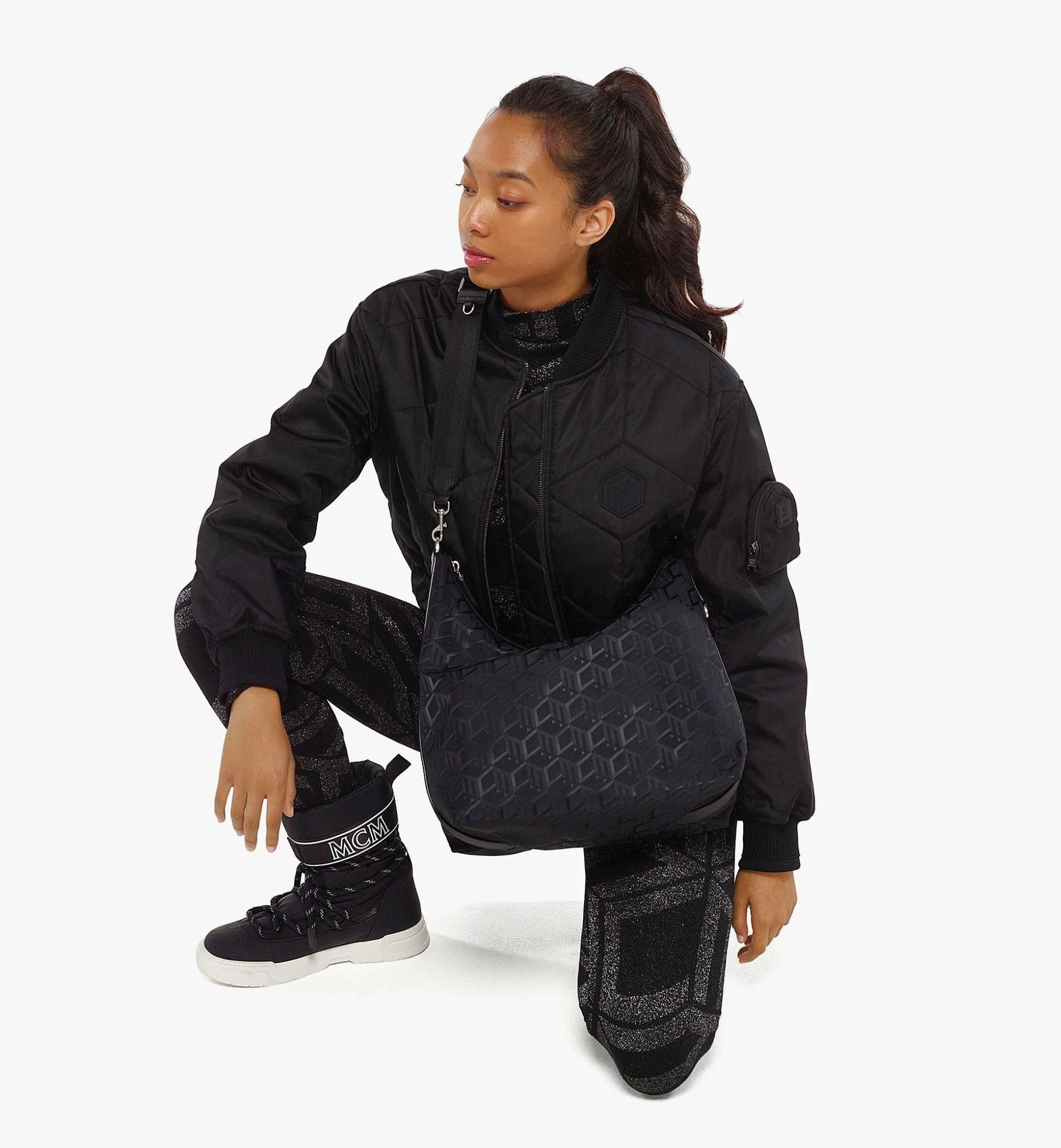 Aren Hobo Aus Jacquardgewebtem Nylon Mit Cubic-Monogramm