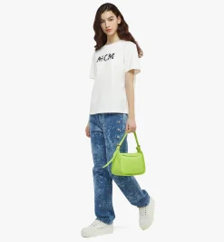 Aren Querformatige Hobo Mit Uberschlag Aus Leder Mit Gepragtem Monogramm