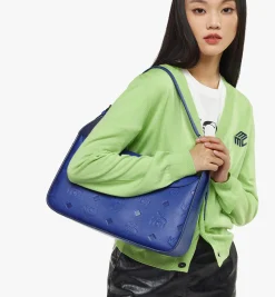 Aren Querformatige Hobo Mit Uberschlag Aus Leder Mit Gepragtem Monogramm