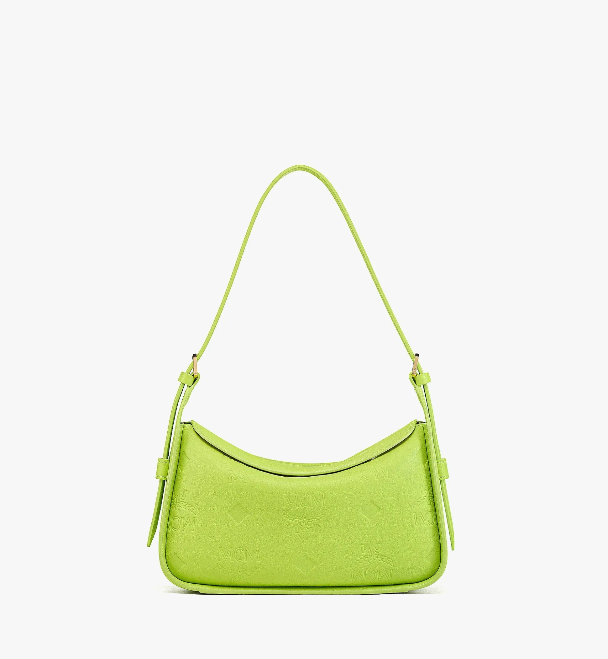 Aren Querformatige Hobo Mit Uberschlag Aus Leder Mit Gepragtem Monogramm