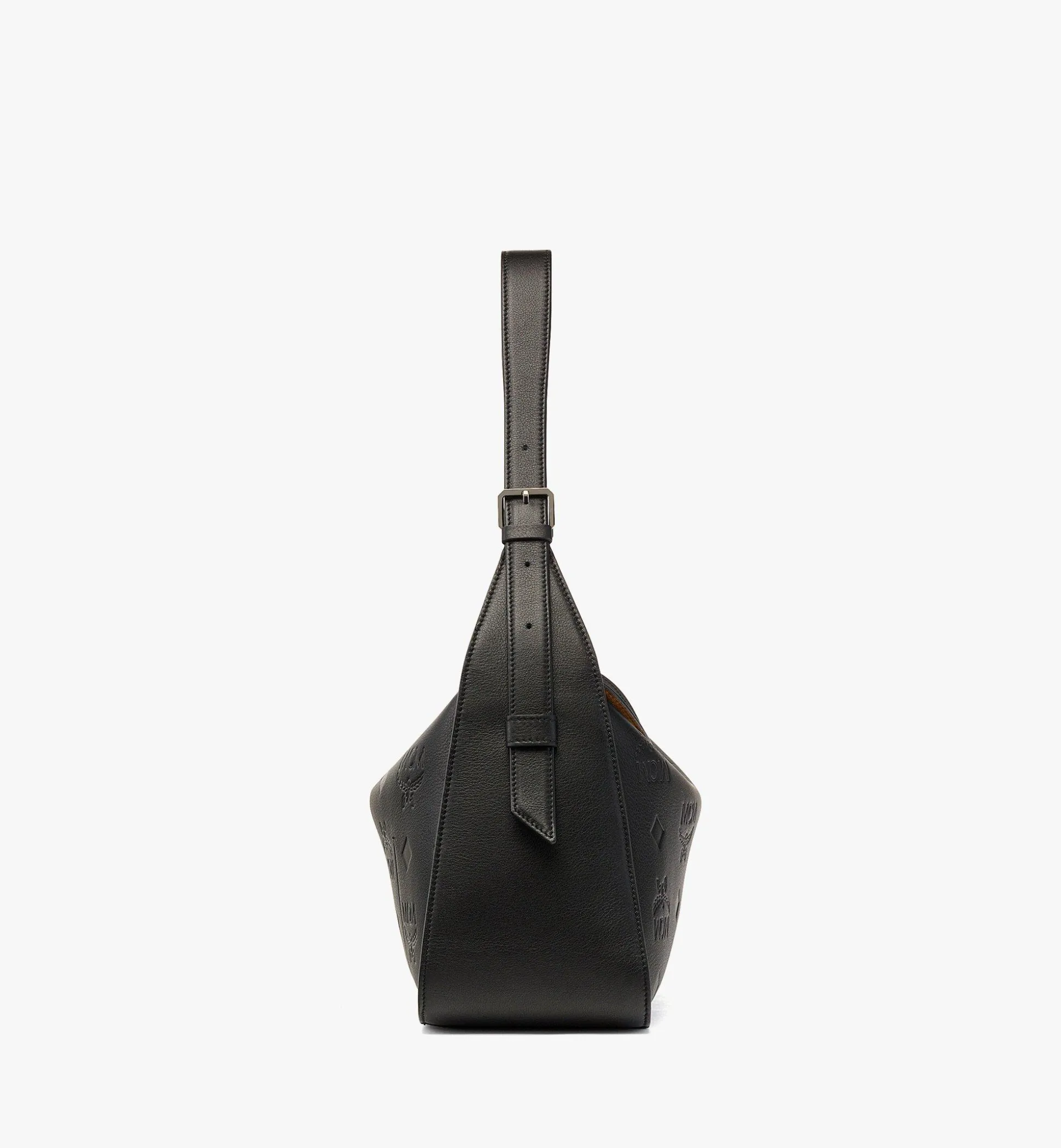 Aren Querformatige Hobo Mit Uberschlag Aus Leder Mit Gepragtem Monogramm