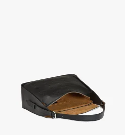 Aren Querformatige Hobo Mit Uberschlag Aus Leder Mit Gepragtem Monogramm