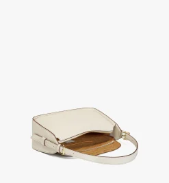 Aren Querformatige Hobo Mit Uberschlag Aus Leder Mit Gepragtem Monogramm