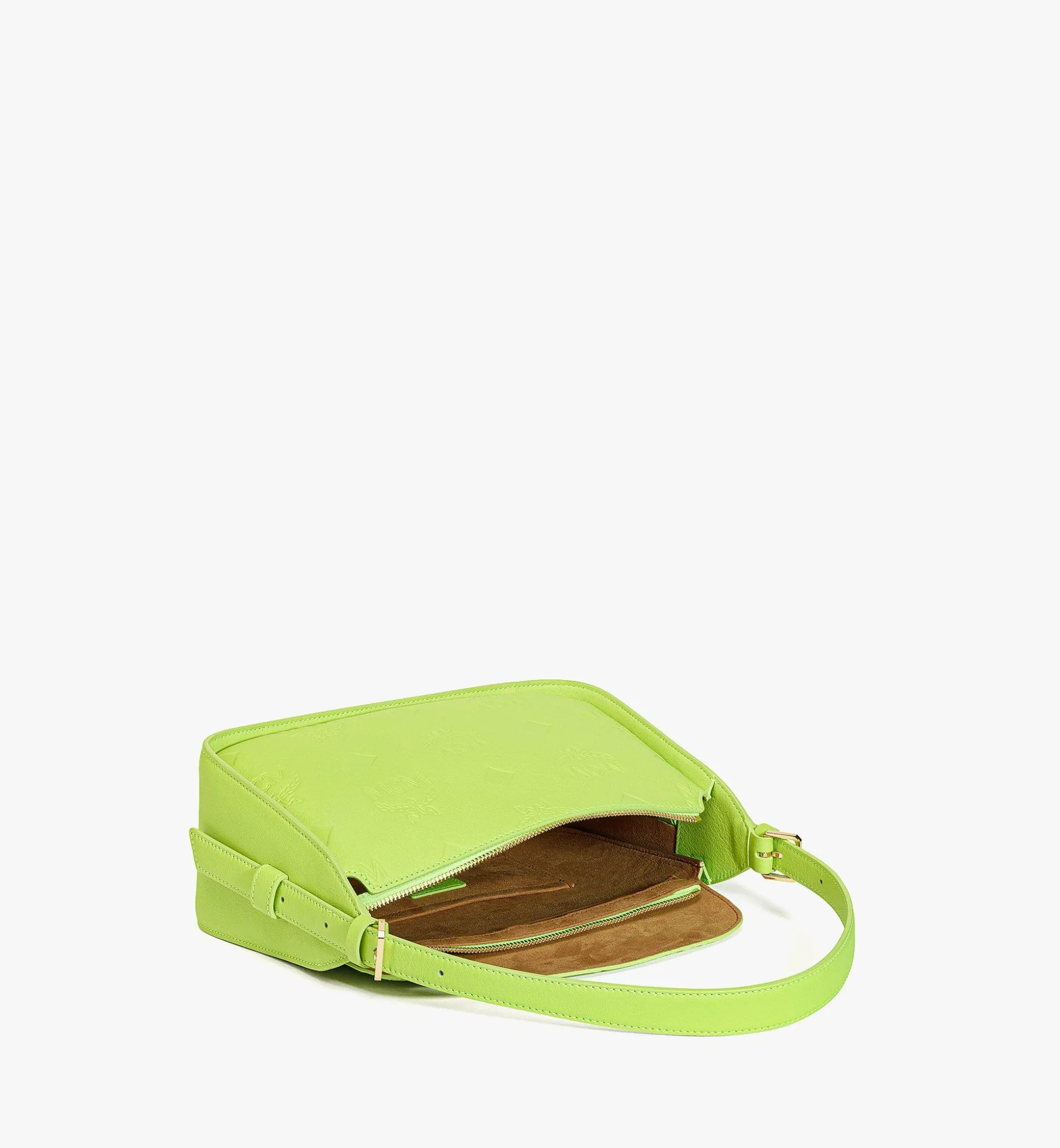 Aren Querformatige Hobo Mit Uberschlag Aus Leder Mit Gepragtem Monogramm