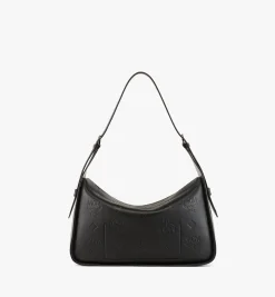 Aren Querformatige Hobo Mit Uberschlag Aus Leder Mit Gepragtem Monogramm