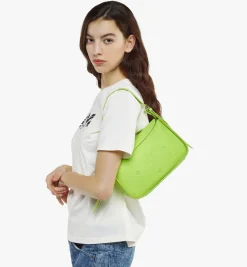 Aren Querformatige Hobo Mit Uberschlag Aus Leder Mit Gepragtem Monogramm
