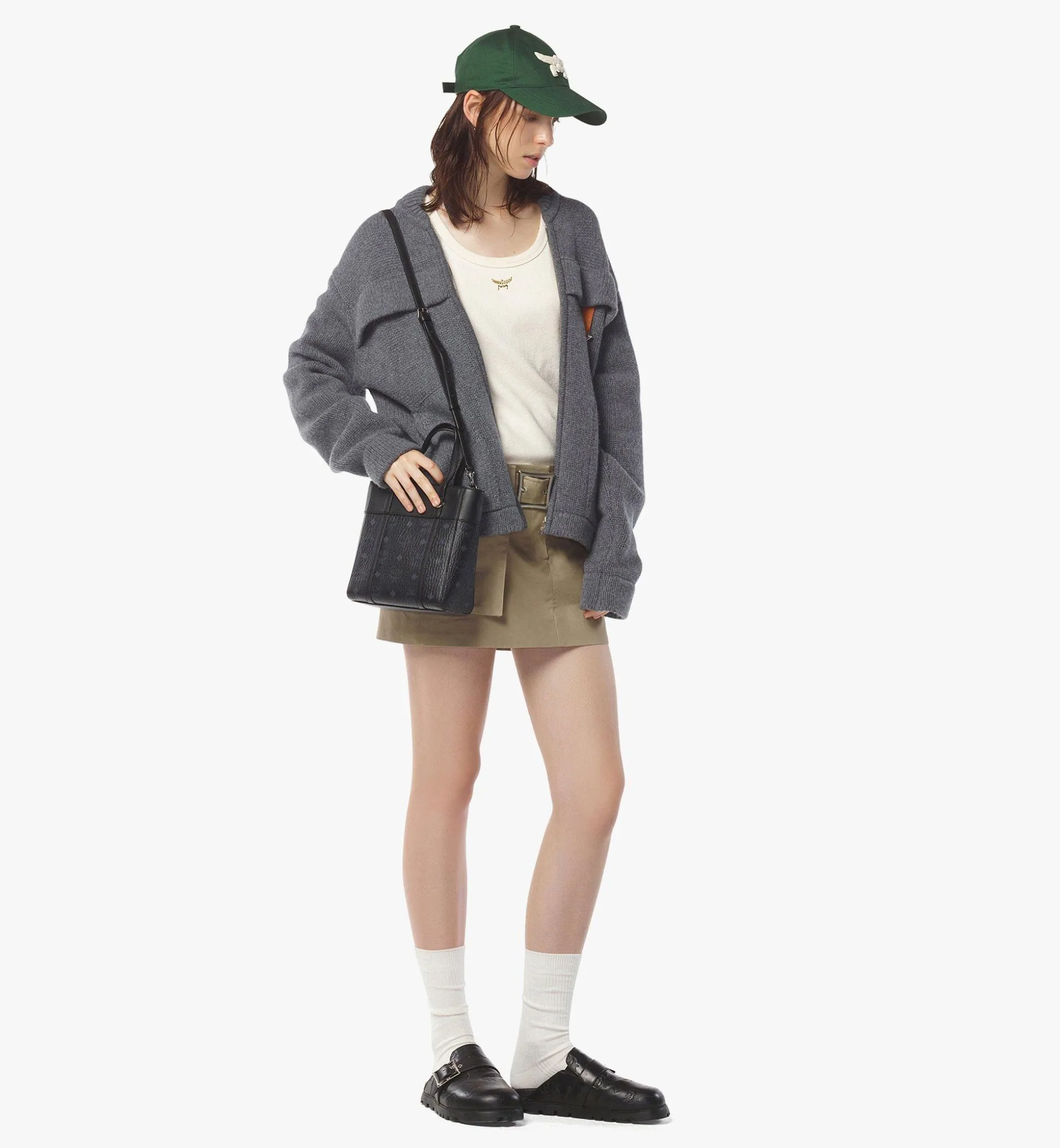 Aren Shopper Mit Reissverschluss Oben In Visetos Leder-Mix