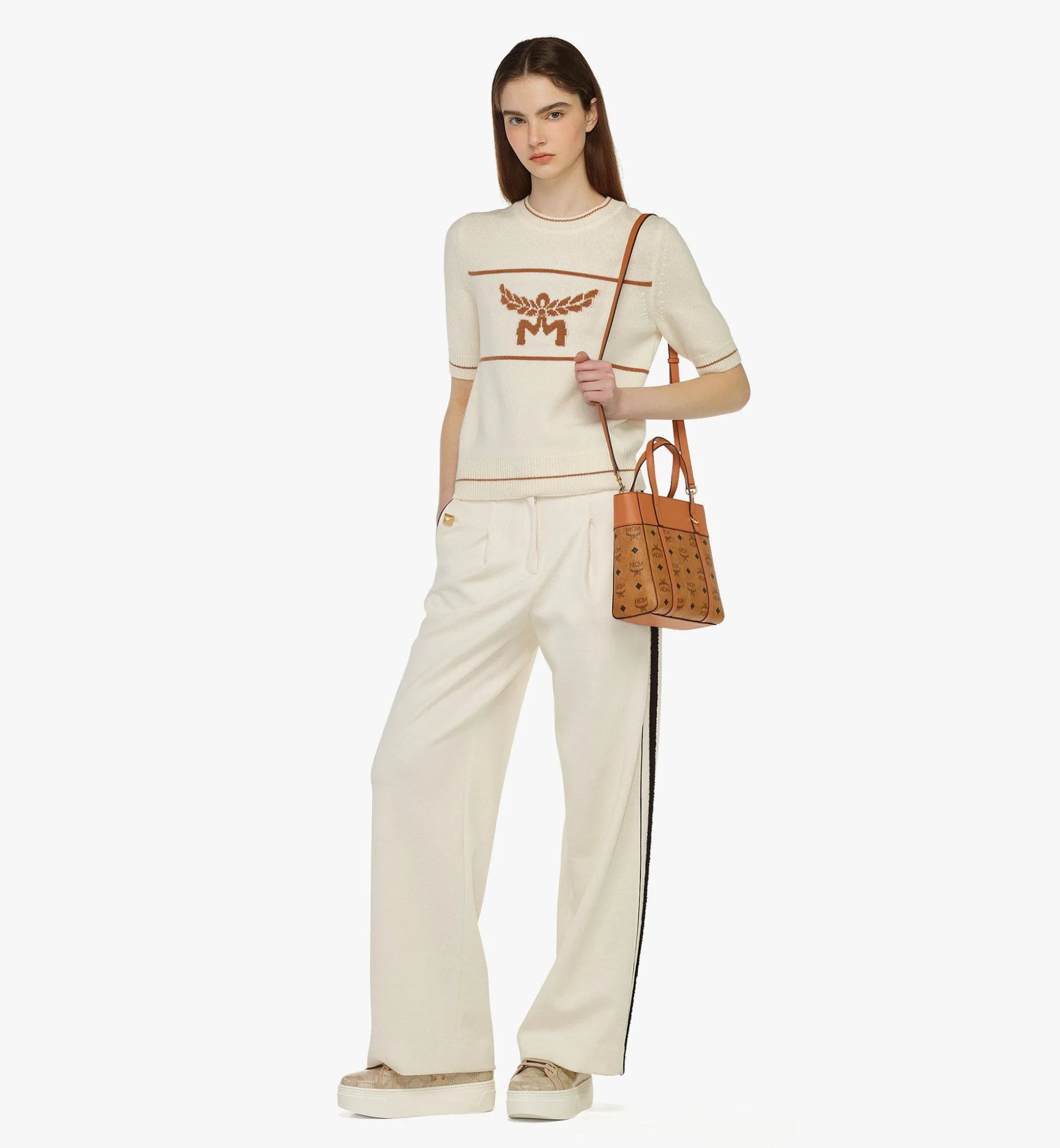 Aren Shopper Mit Reissverschluss Oben In Visetos Leder-Mix