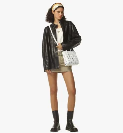 Aren Shopper Mit Reissverschluss Oben In Visetos Leder-Mix