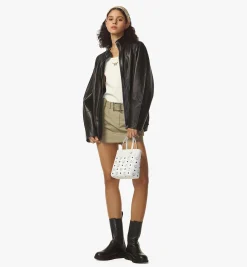 Aren Shopper Mit Reissverschluss Oben In Visetos Leder-Mix