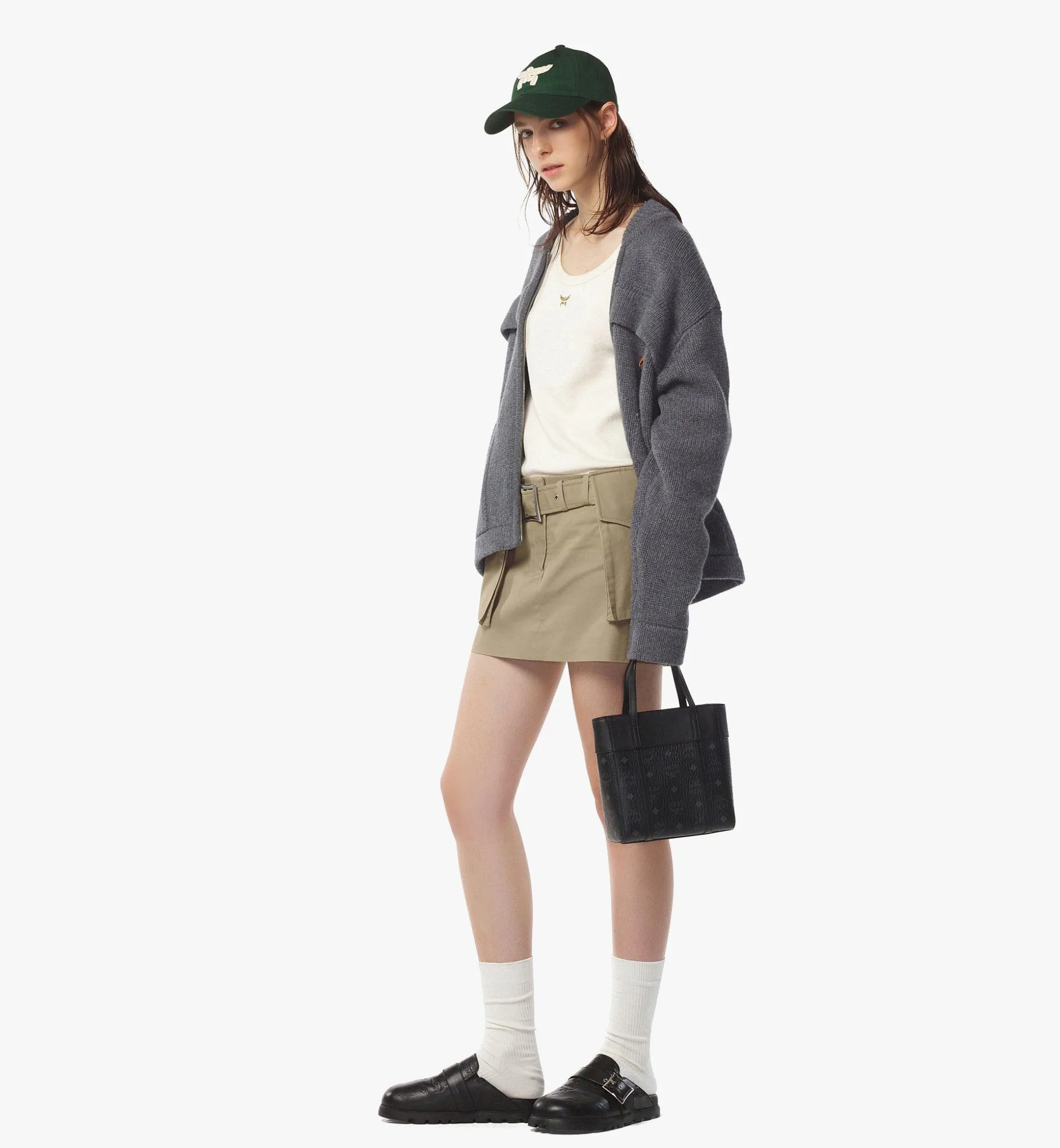 Aren Shopper Mit Reissverschluss Oben In Visetos Leder-Mix