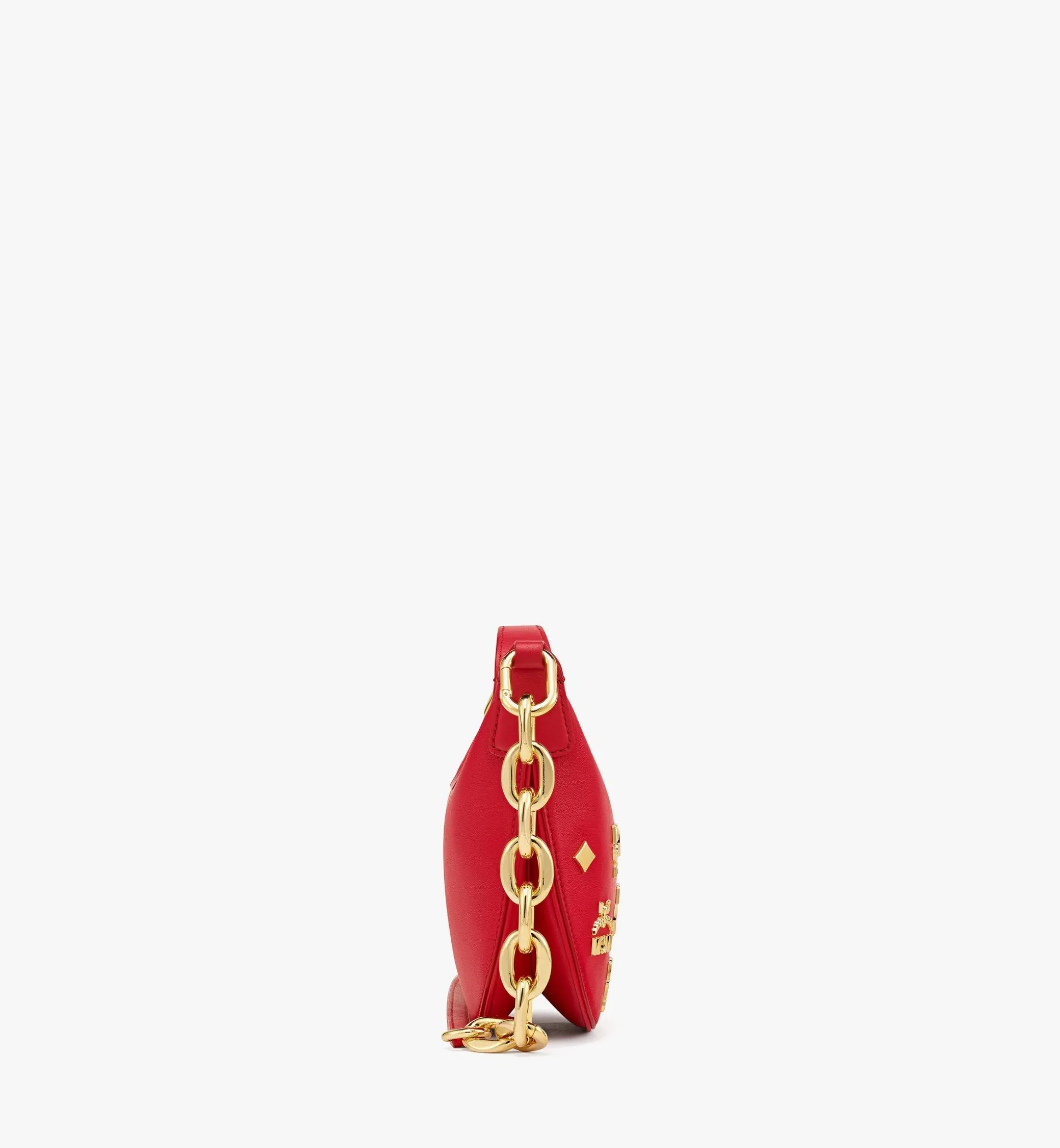 Aren Sichelformige Hobo Aus Leder Mit Gold-Monogramm