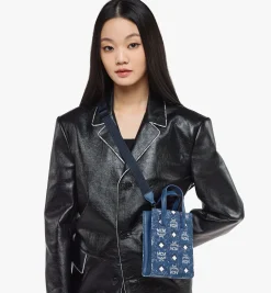 Aren Tragetasche In Vintage Denim Jacquard