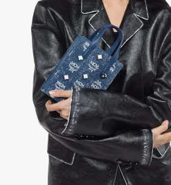 Aren Tragetasche In Vintage Denim Jacquard