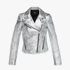 Bikerjacke In Metallic-Lammleder Fur Damen