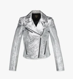 Bikerjacke In Metallic-Lammleder Fur Damen