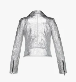 Bikerjacke In Metallic-Lammleder Fur Damen