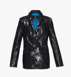 Blazer Aus Lackleder Mit Kroko-Pragung