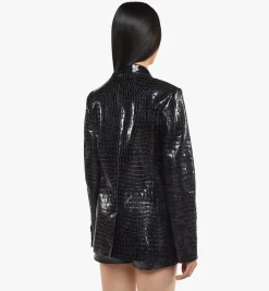 Blazer Aus Lackleder Mit Kroko-Pragung