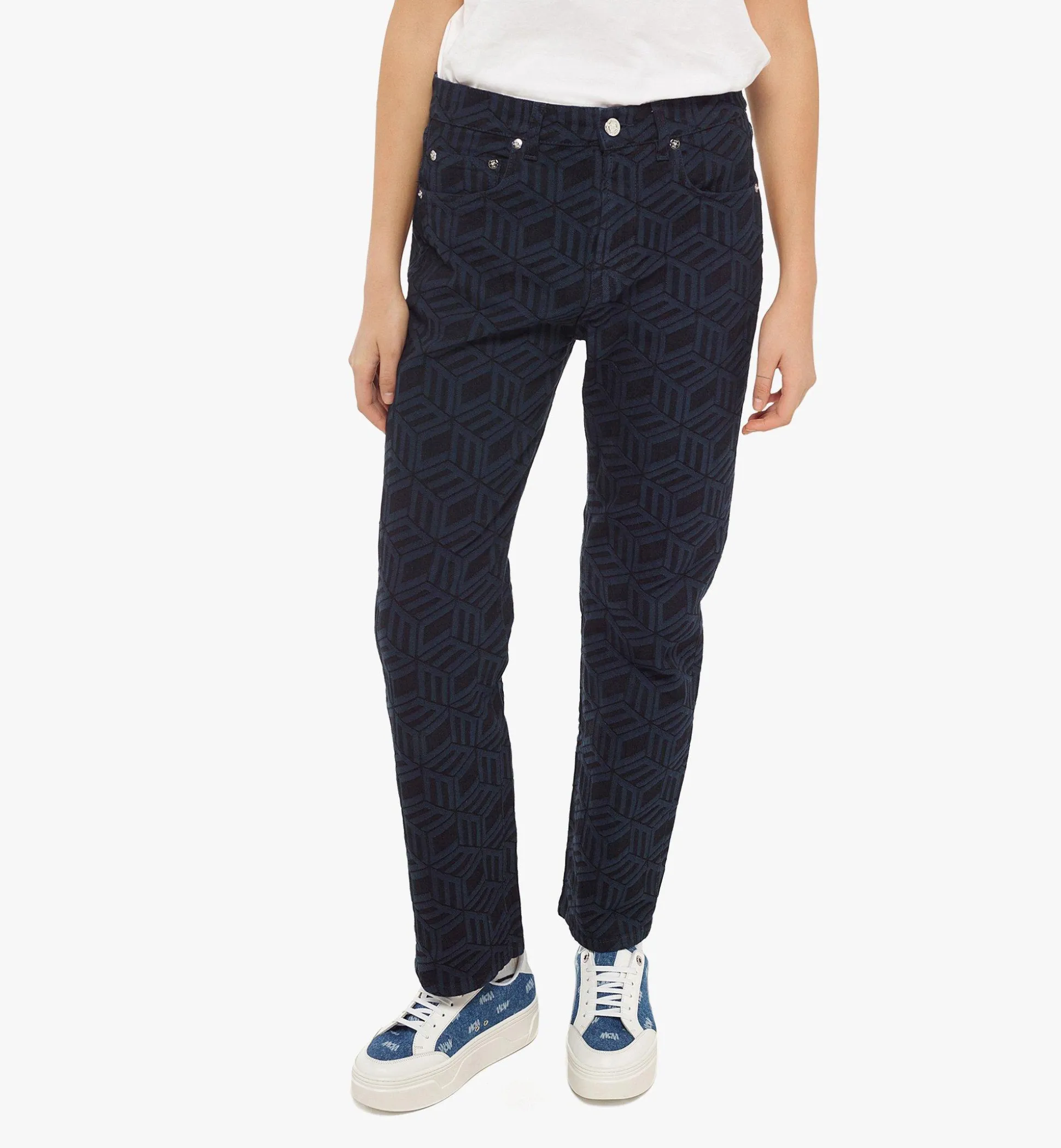 Denim-Jeans Mit Cubic-Monogramm Fur Damen