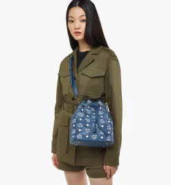 Dessau Kordelzugtasche In Vintage Denim Jacquard