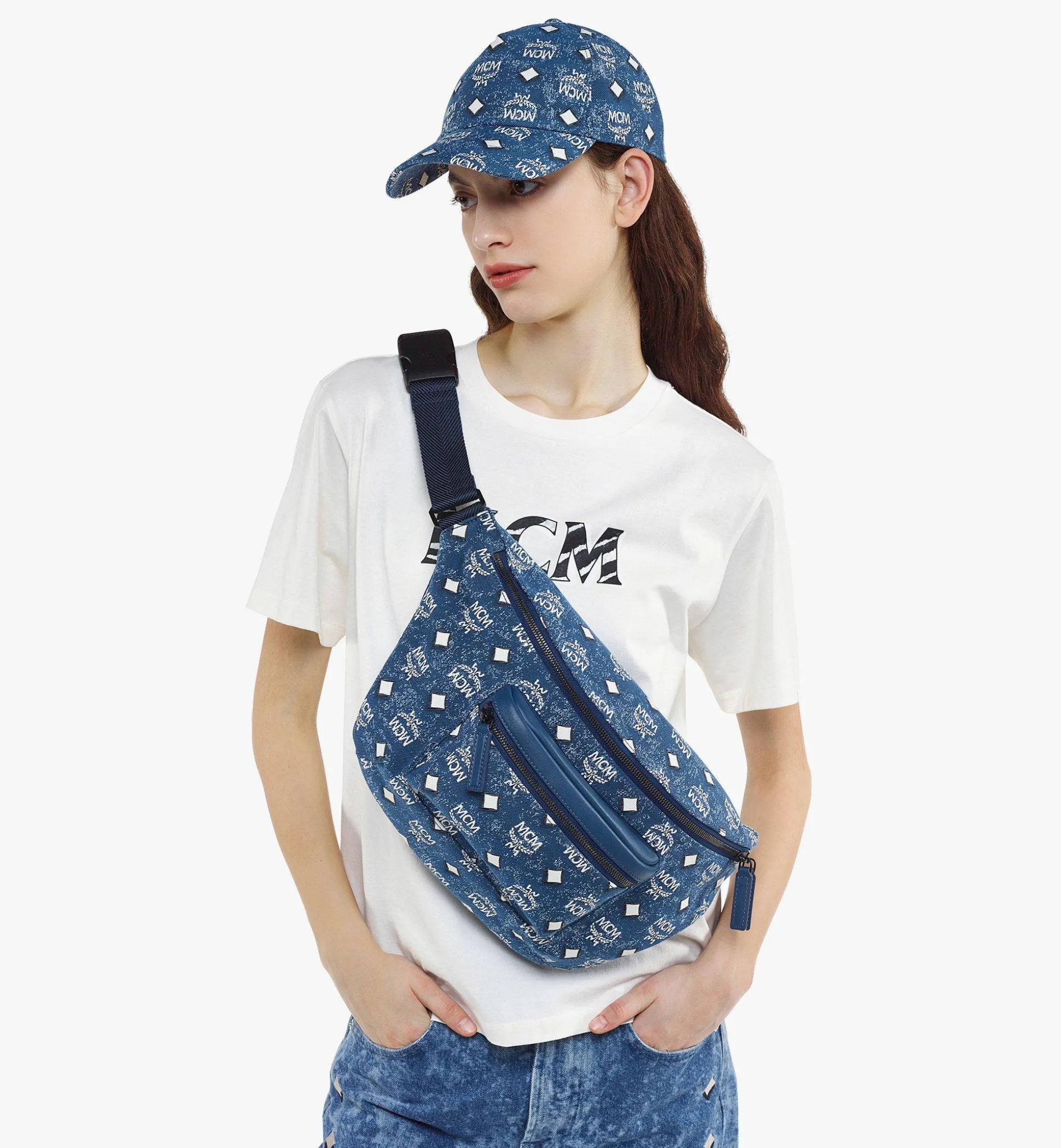 Fursten Gürteltasche In Vintage Denim Jacquard