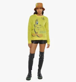 Jacquard-Pullover Looney Tunes X Mcm Aus Mohair Fur Damen