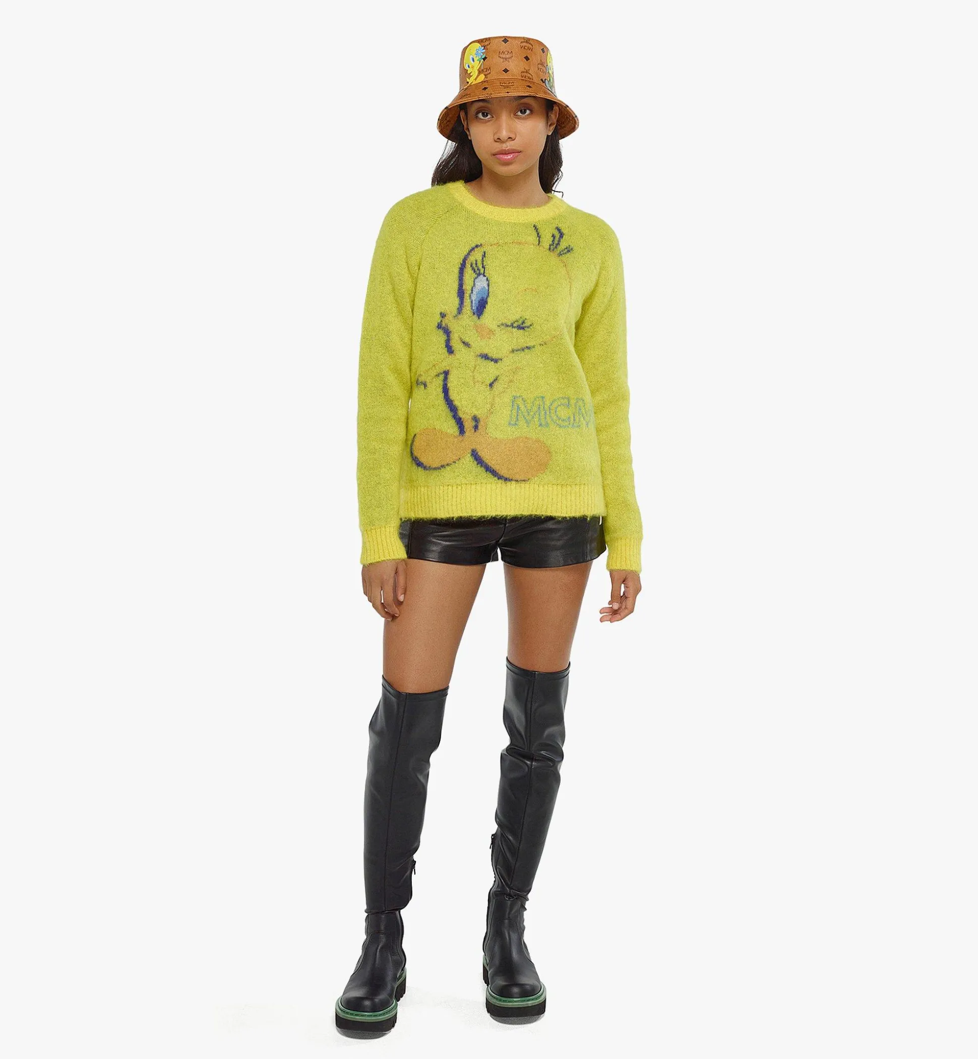 Jacquard-Pullover Looney Tunes X Mcm Aus Mohair Fur Damen