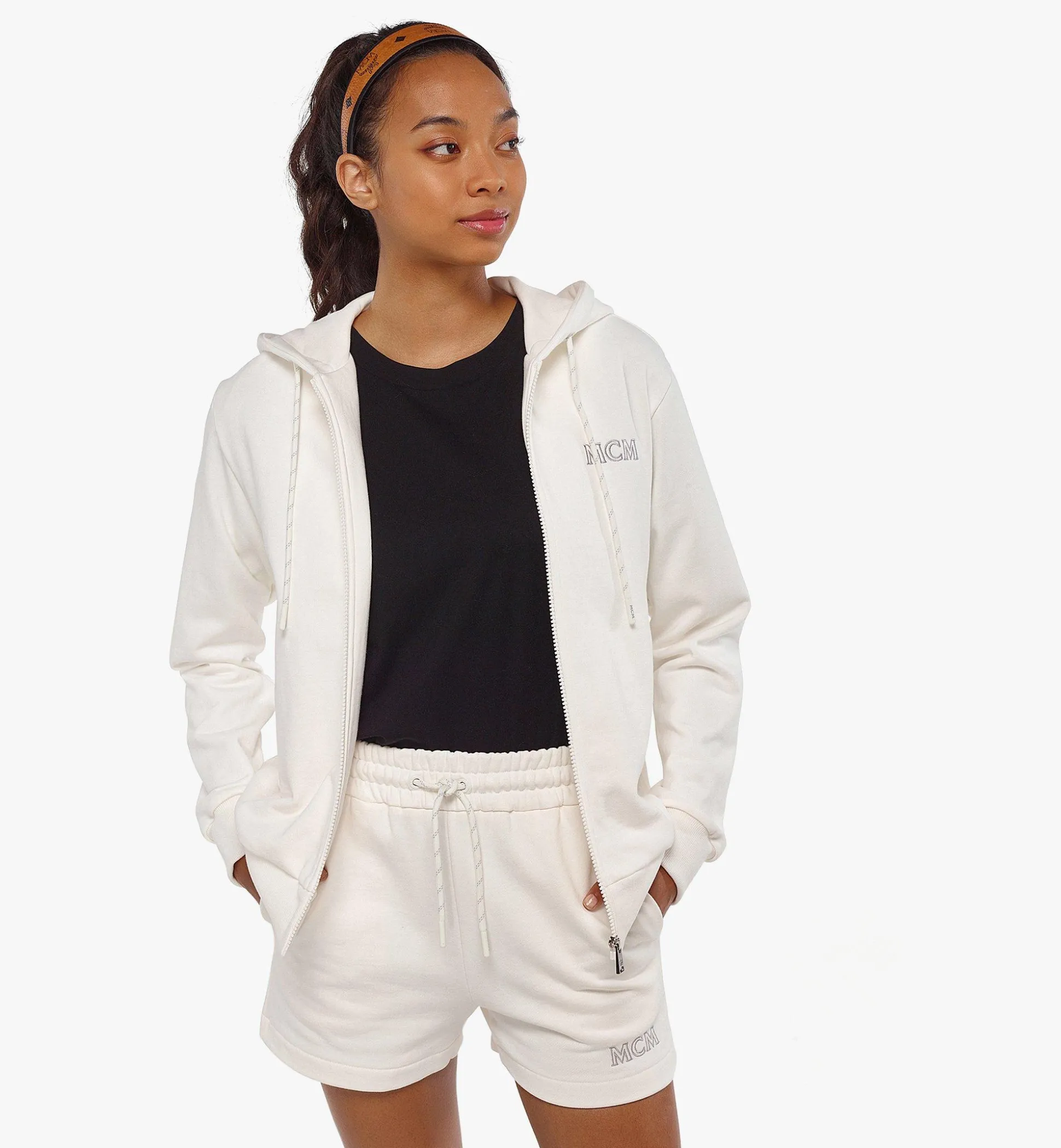 Kapuzenpulli Mcm Essentials Aus Bio-Baumwolle Mit Reissverschluss Und Logo Fur Damen