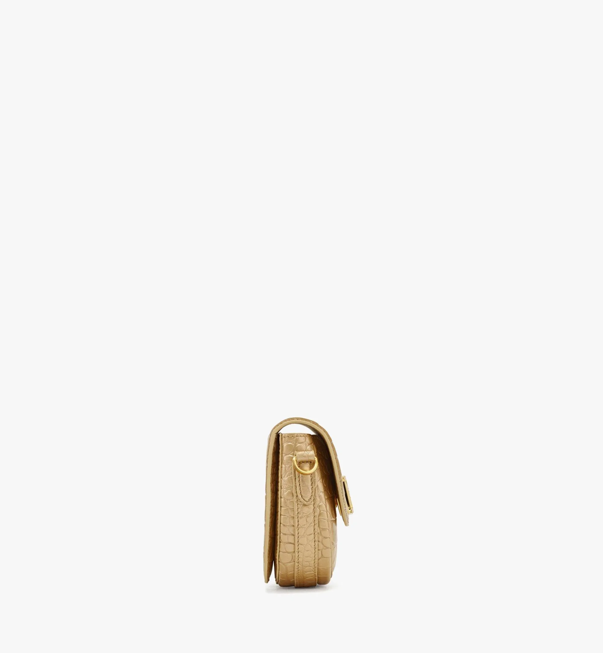 Mode Travia Umhangetasche Aus Goldenem Leder Mit Kroko-Pragung