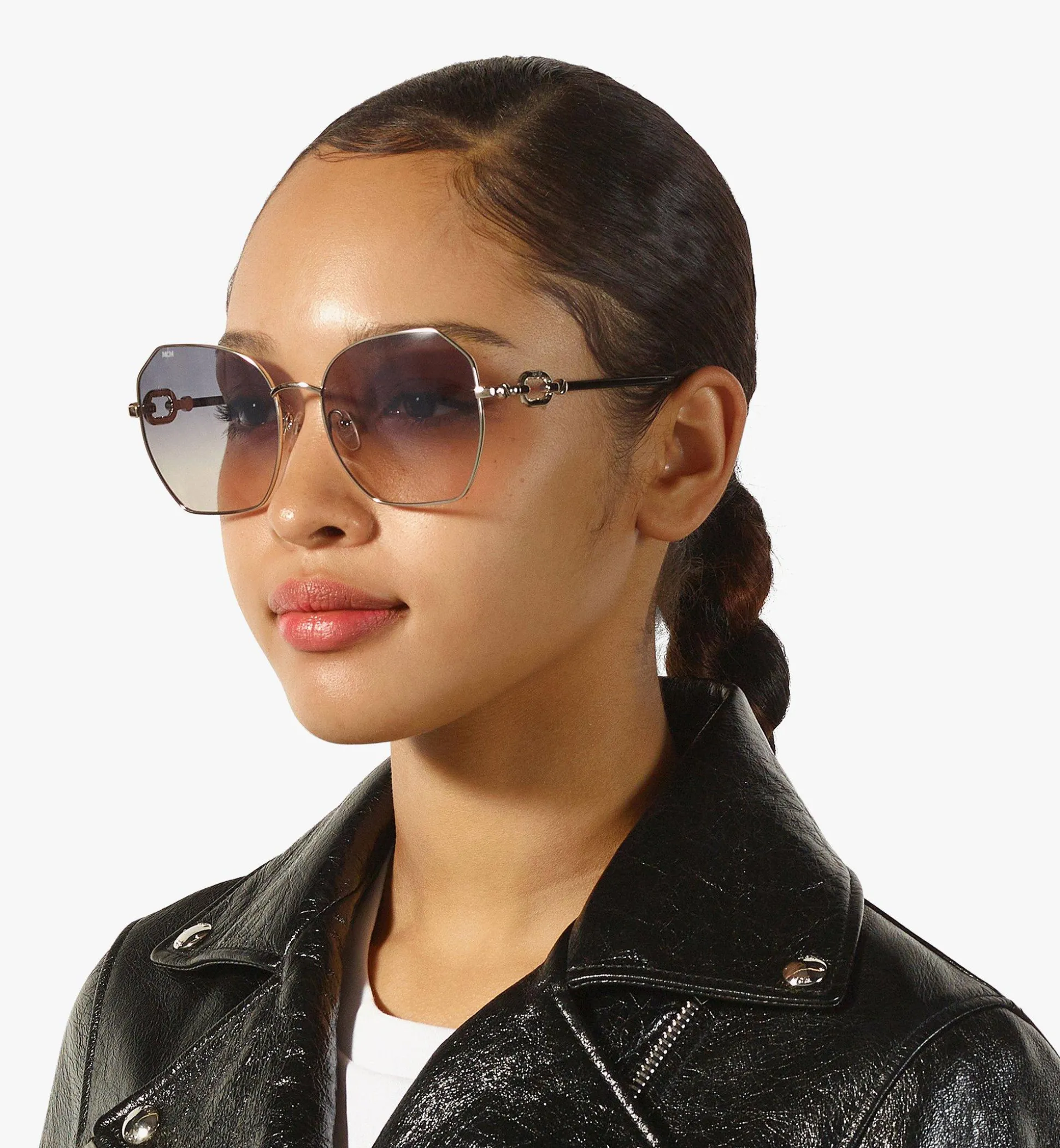 Modifizierte Rechteckige Sonnenbrille Mit Kettengliedern