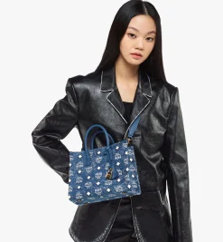 Munchen Tragetasche In Vintage Denim Jacquard