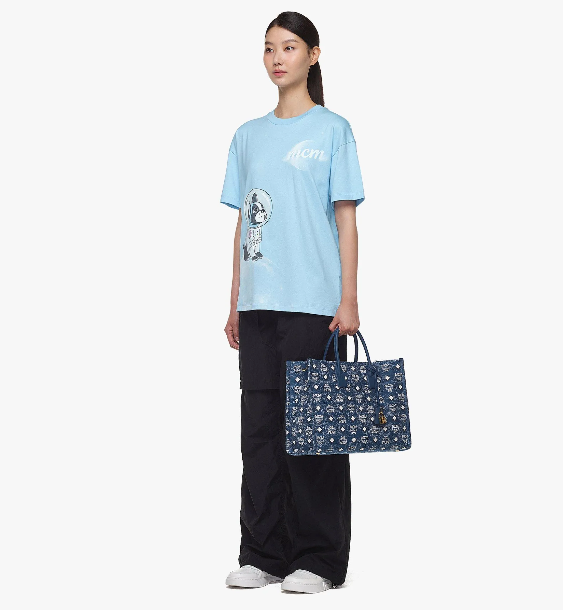 Munchen Tragetasche In Vintage Denim Jacquard
