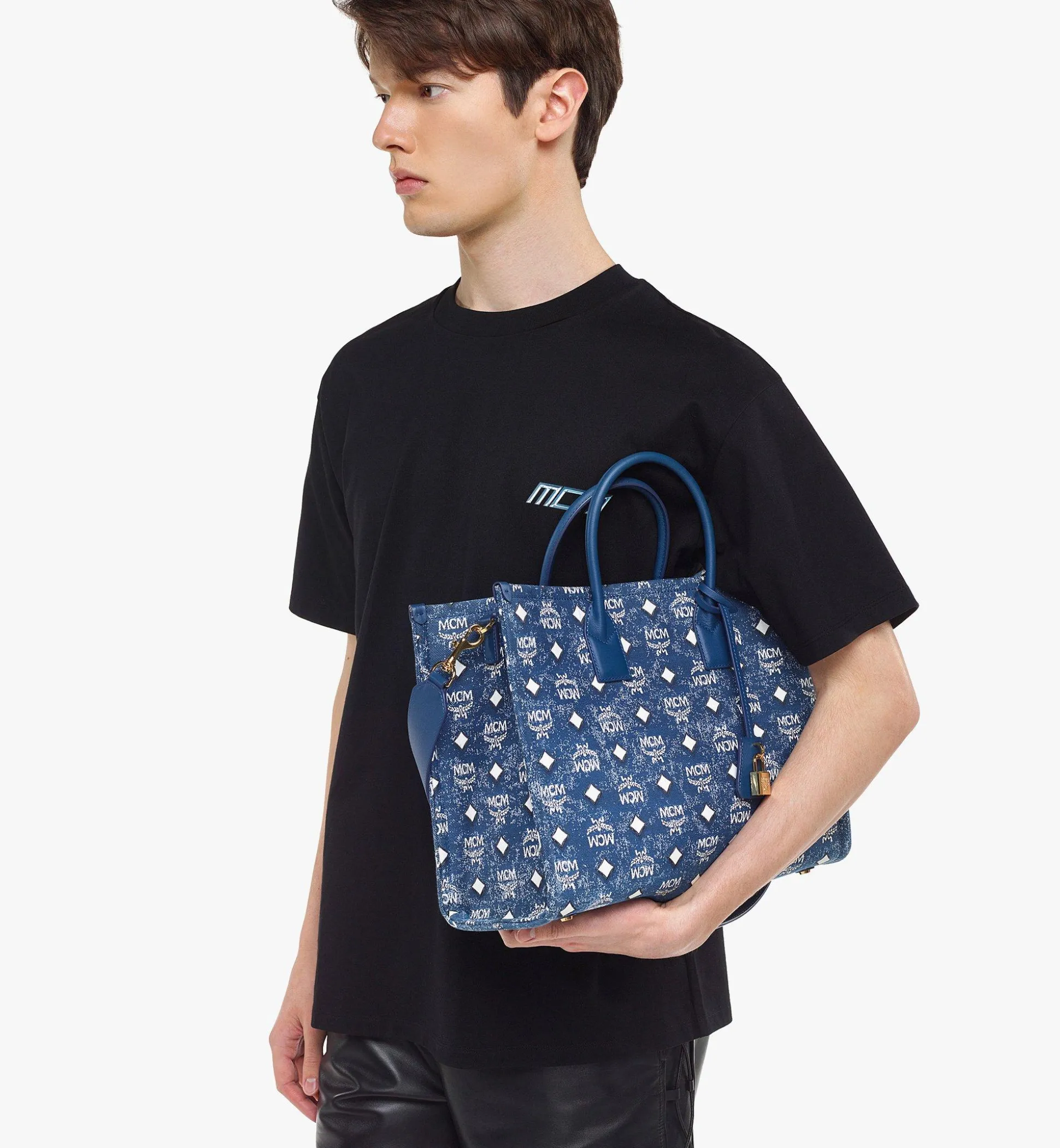Munchen Tragetasche In Vintage Denim Jacquard