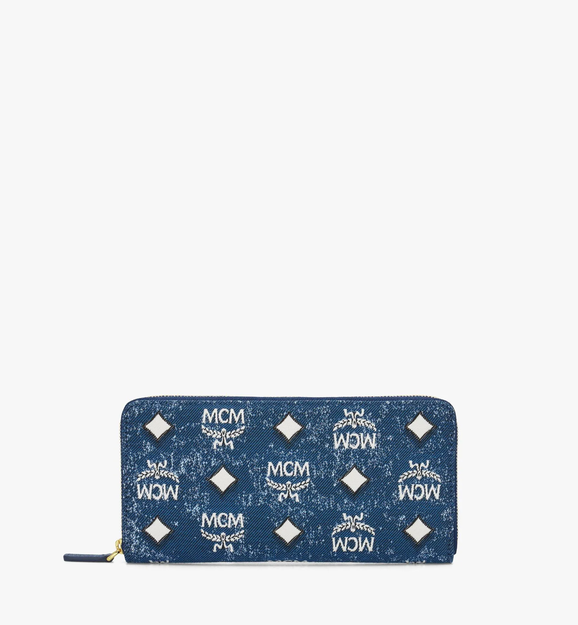 Portemonnaie Mit Rundum-Reissverschluss In Vintage Denim Jacquard