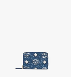 Portemonnaie Mit Rundum-Reissverschluss In Vintage Denim Jacquard