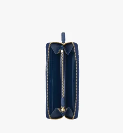 Portemonnaie Mit Rundum-Reissverschluss In Vintage Denim Jacquard