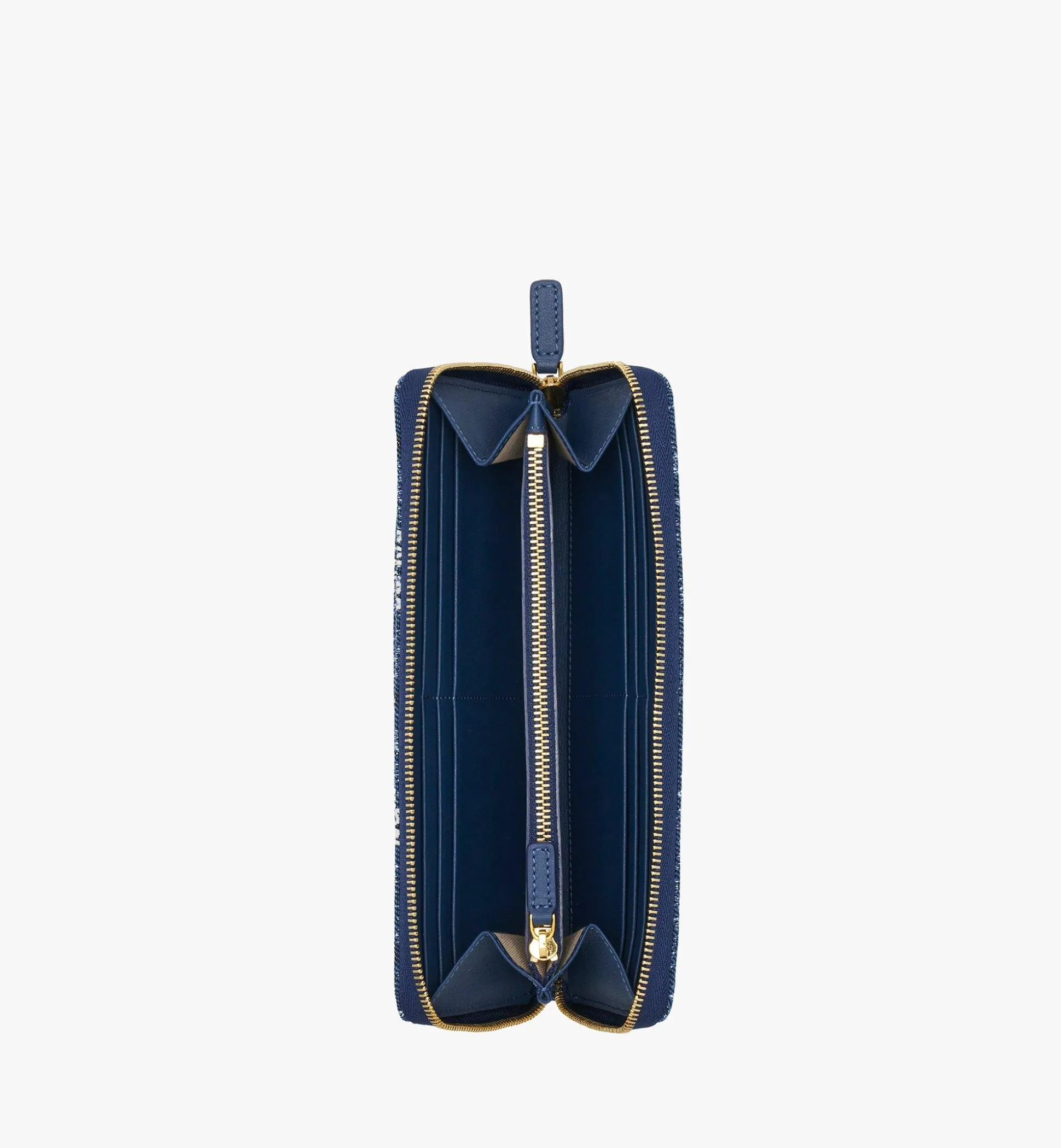 Portemonnaie Mit Rundum-Reissverschluss In Vintage Denim Jacquard