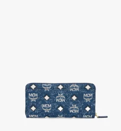 Portemonnaie Mit Rundum-Reissverschluss In Vintage Denim Jacquard