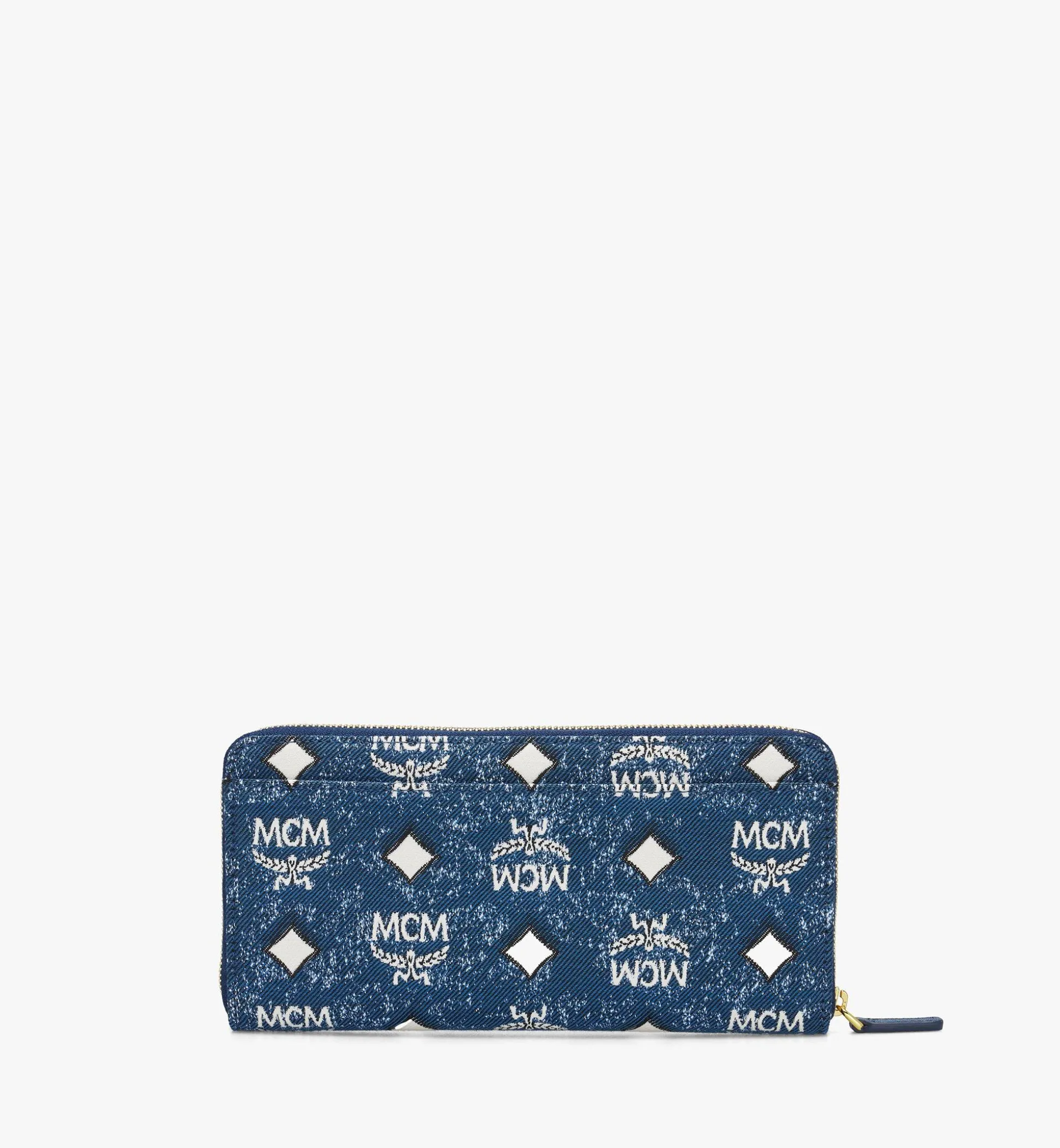Portemonnaie Mit Rundum-Reissverschluss In Vintage Denim Jacquard
