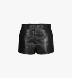 Shorts Aus Geknautschtem Kunstleder Fur Damen