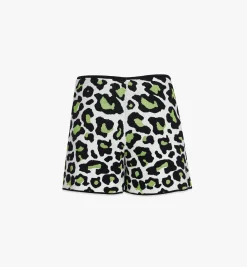 Shorts Aus Jacquard-Strick Mit Leopardenmuster