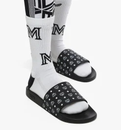 Slides Mit Monogramm-Print