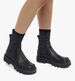 Stiefel Aus Kalbleder Mit Gestricktem Cubic-Monogramm