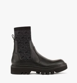 Stiefel Aus Kalbleder Mit Gestricktem Cubic-Monogramm