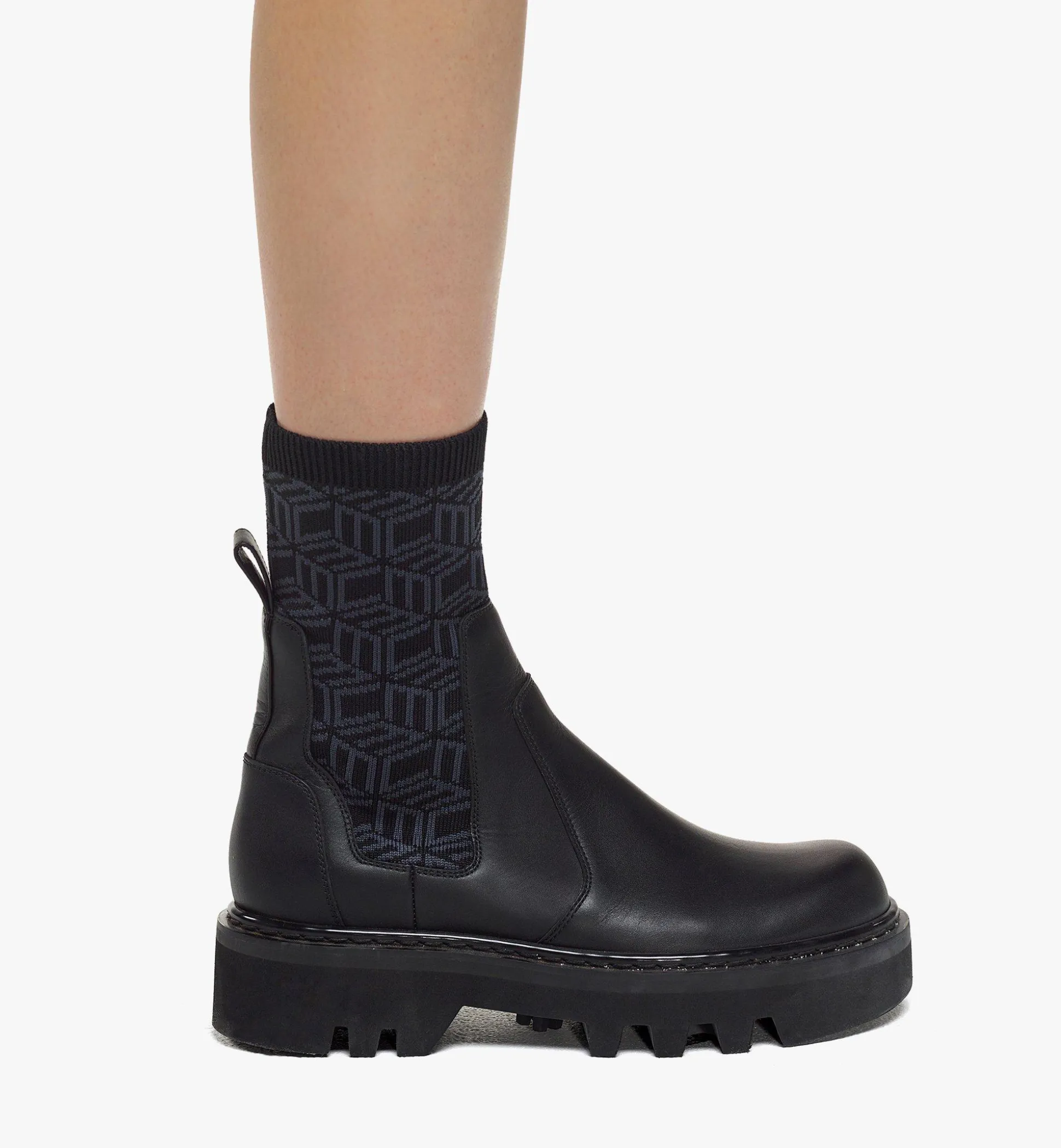 Stiefel Aus Kalbleder Mit Gestricktem Cubic-Monogramm
